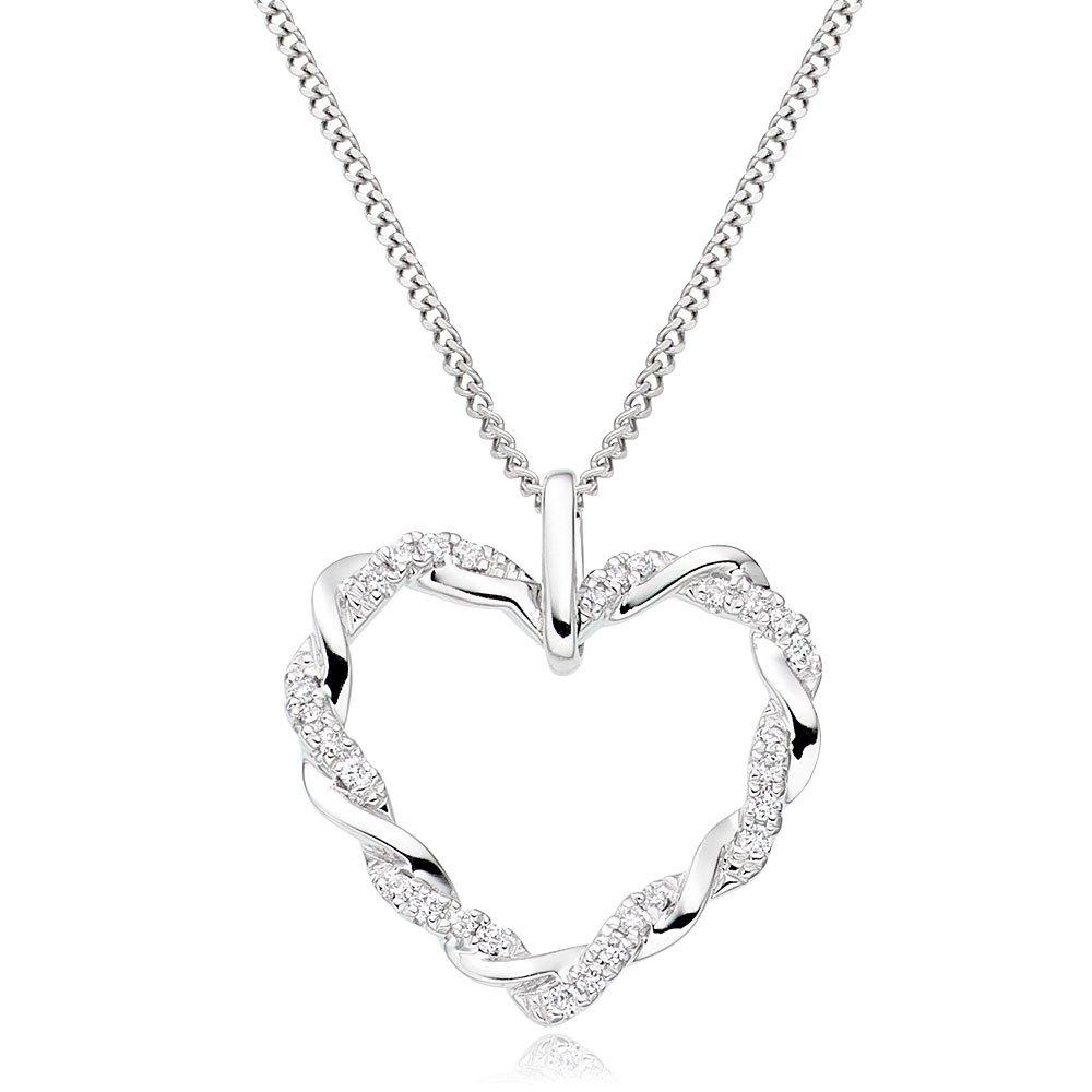 Entwine 9ct White Gold Diamond Heart Pendant
